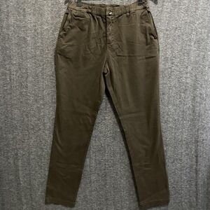 Cove USA Pants Men 32x32 Green Chino Cotton Stretch Elastic Waist Tapered Casual